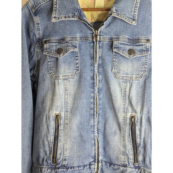 Sigrid Olsen Denim Jean Jacket W/Zipper Closure & Pockets Sz 10 Closet Staple - Picture 7 of 12